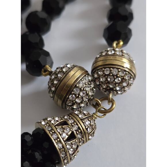 Heidi Daus Convertible Choker Necklace Bracelet Set Hematite Tassels & Crystals - Picture 9 of 10